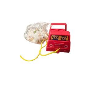 VINTAGE 1982 Johnson & Johnson Red Pull Toy Truck Rhythm Rollers Red Yellow- New